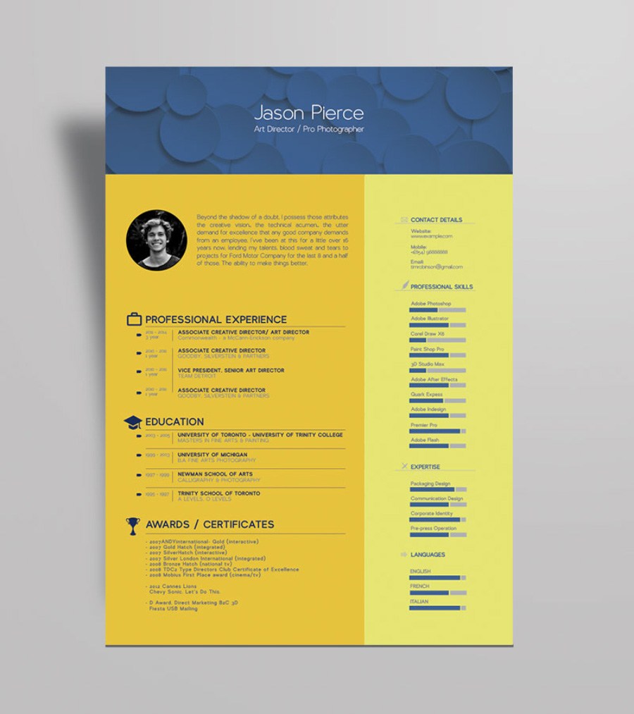Free Beautiful Resume Template for Illustrator (AI) Format