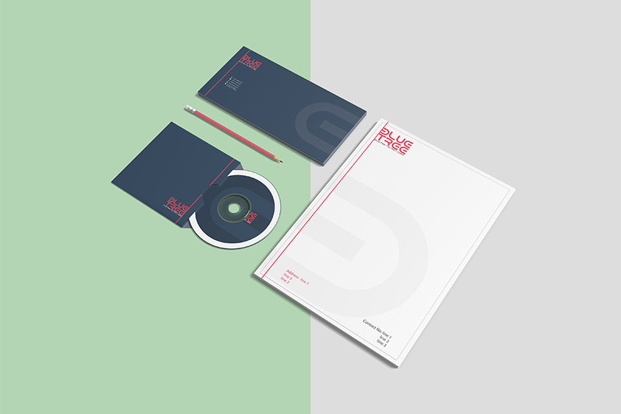 Free Clean Stationery Branding Mockup with White Paper