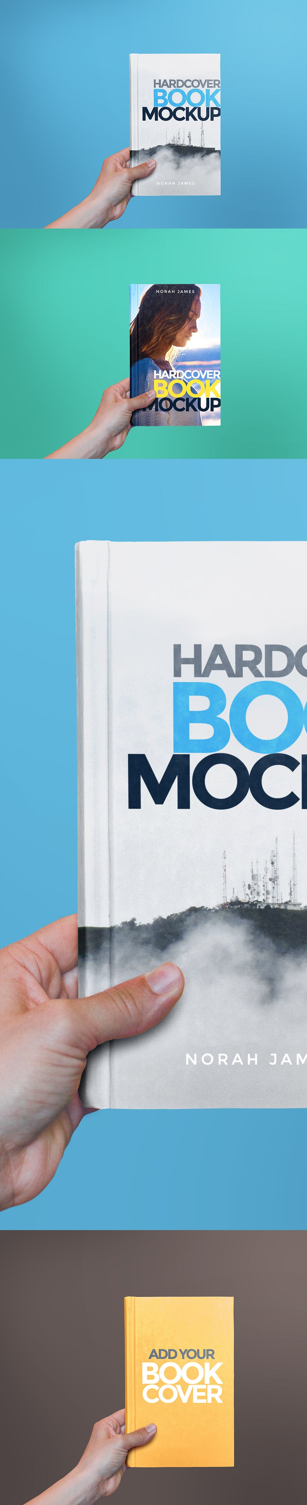 Free White Hardcover Book In Hand Mockup