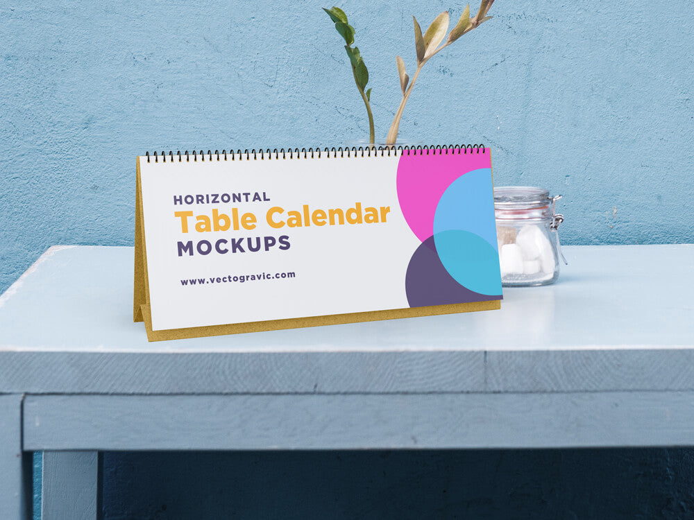 Free Horizontal Table Calendar Mockups
