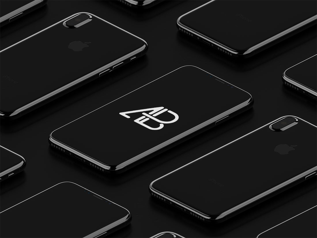 Free Isometric iPhone X Mockup Black Scene