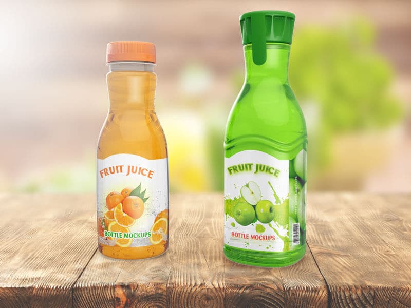 Free Set of Two Juice Bottle Mockups