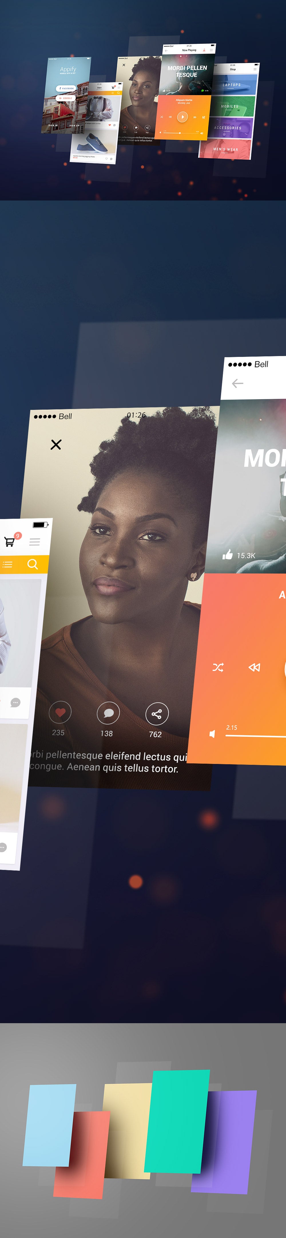 Free Mobile App Screens Mockup PSD