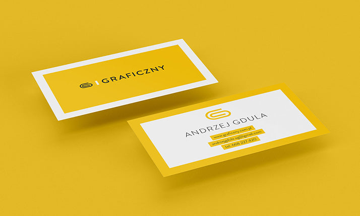 Free Business Card Mockups in a Yellow Background 4 Views