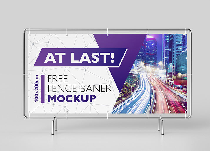 Free Fence Banner Mockup 100x200 cm