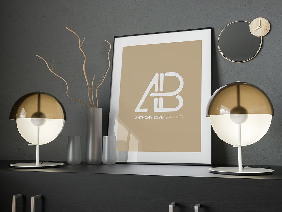 Free Modern Industrial Poster Frame Mockup