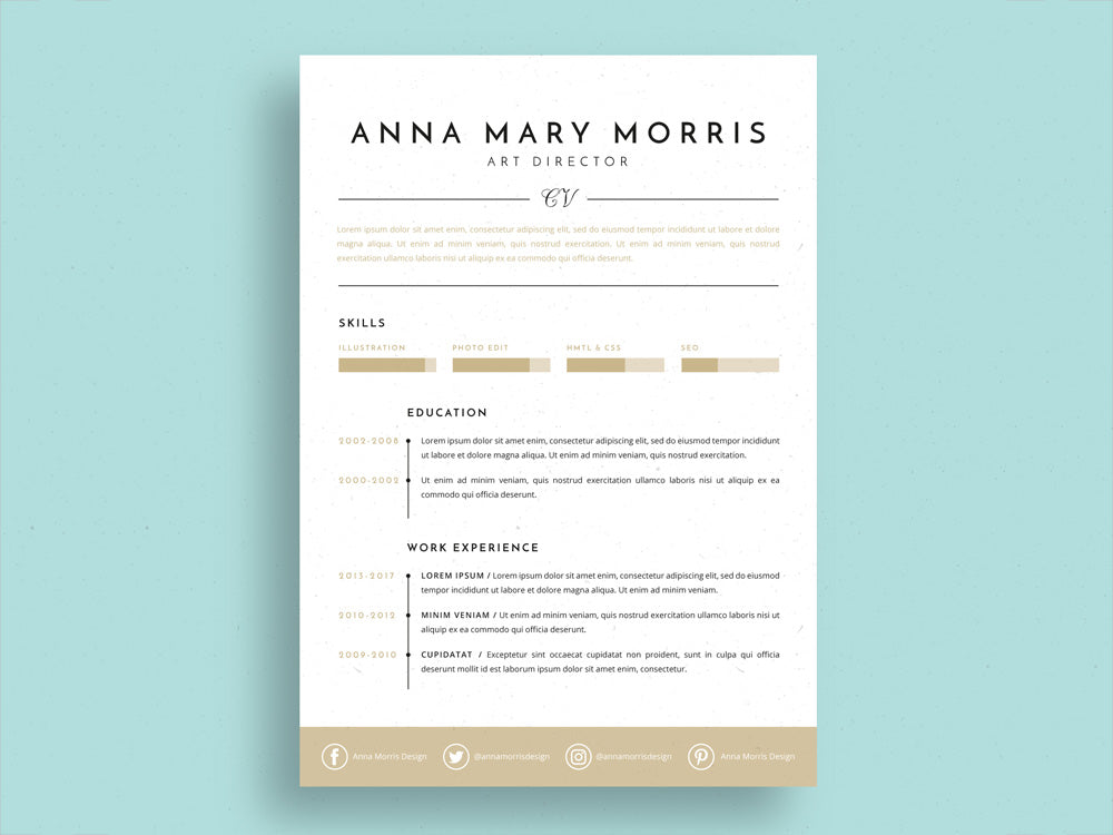 Free Artistic Resume CV Template for Job Seeker in Illustrator (AI) Format