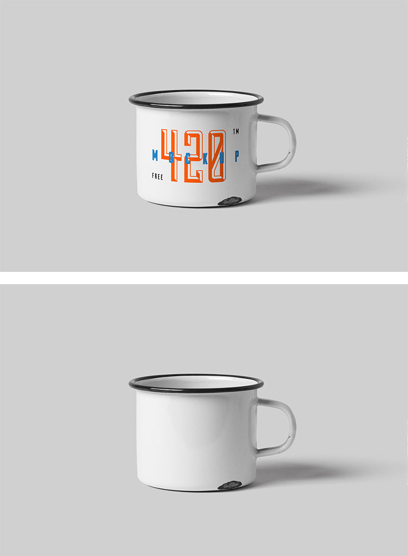 Free White Metal Mug (Mockup)