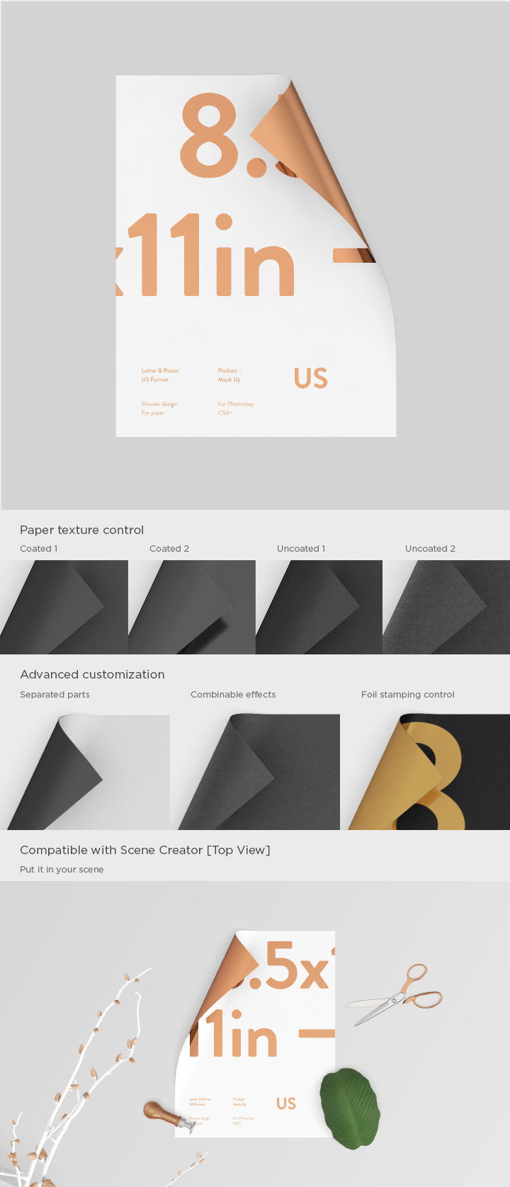 Free Folded Flyer Paper Us (Mockup)