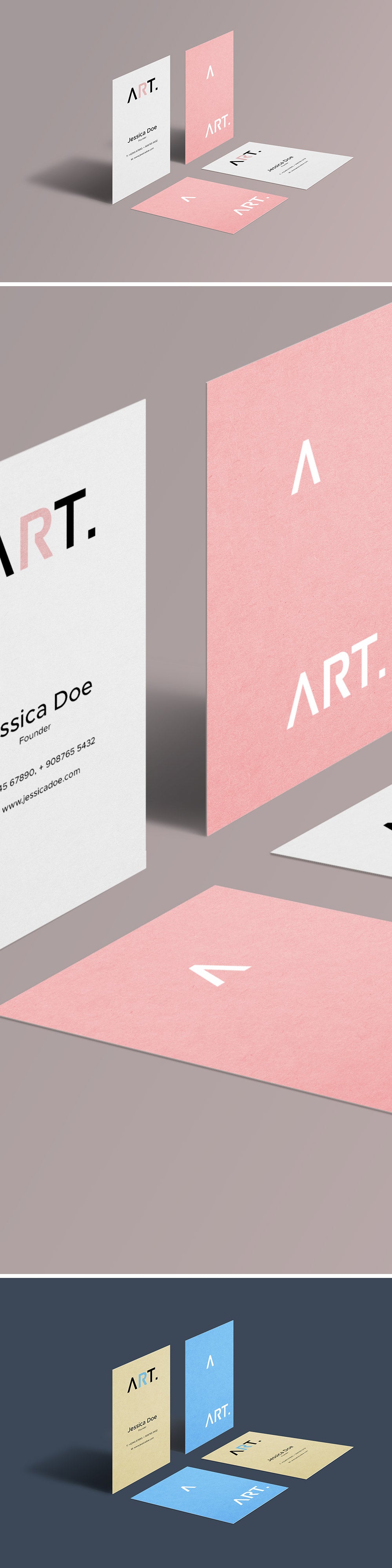 Free Perspective Original Business Card Mockup PSD