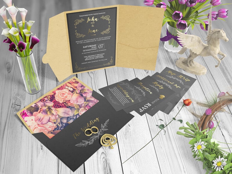 Free Invitation Card and Envelope Mockups