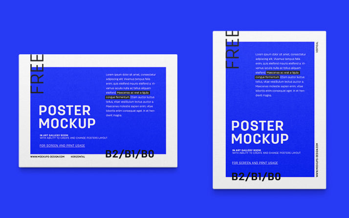 Free Art Gallery Frame or Poster Mockup (B2 or B1 or B0 Sizes)