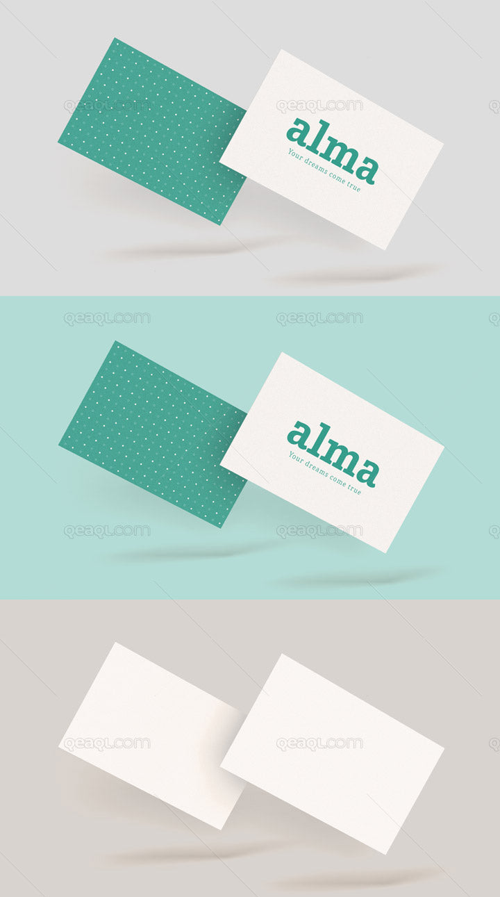 Free Set of 3 White Business Card Mockups