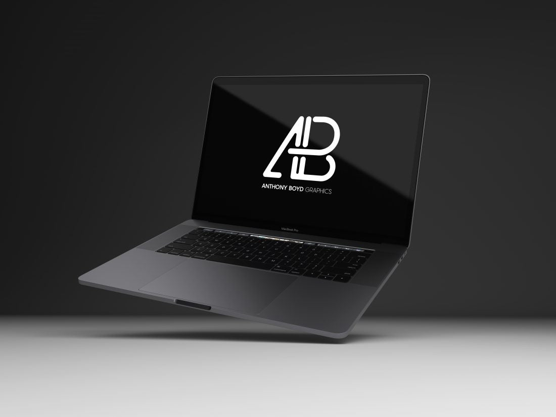 Free Realistic Space Gray Black Macbook Pro Mockup