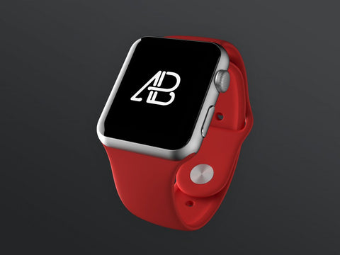 Free Realistic Red Apple Watch Series 2 Mockup