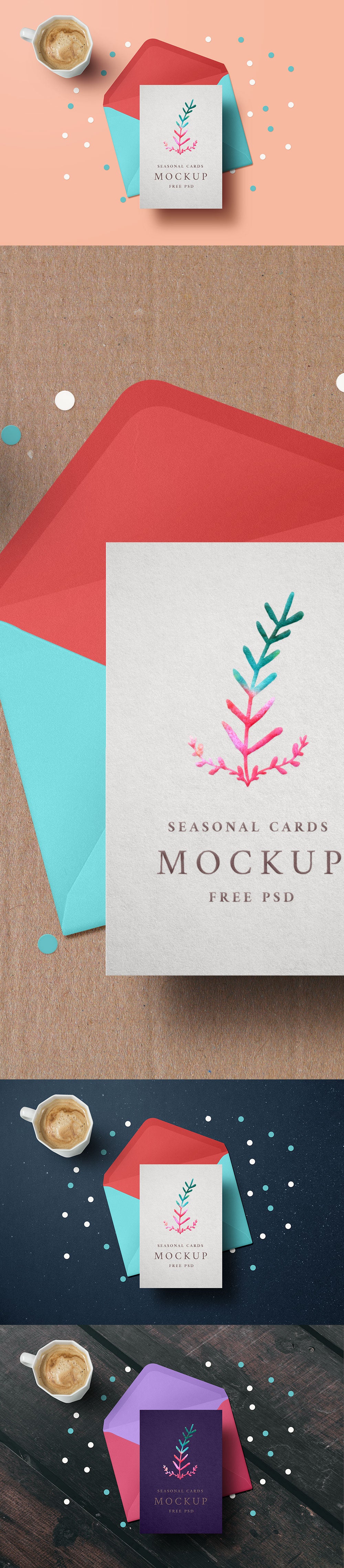 Free Holiday Greeting Card Mockup PSD