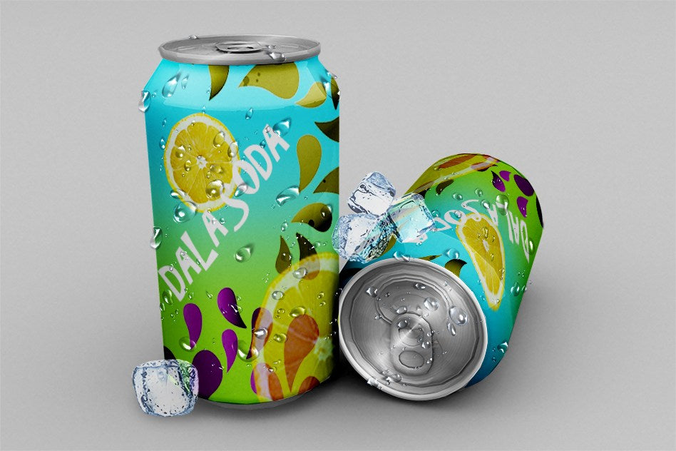 Free Computer-Generated Soda Can PSD Mockup
