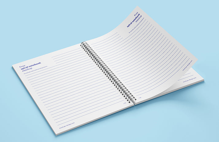 Free 5 x Spiral Notebook Mockups (Multiple Views)