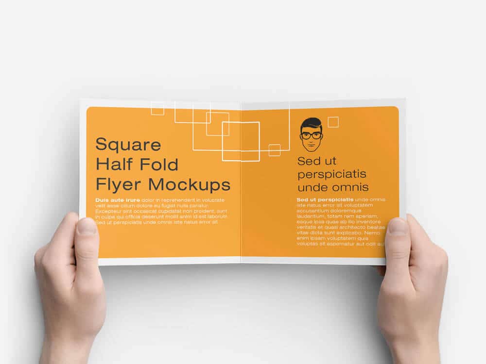 Free Square Half Fold Brochure Mockups