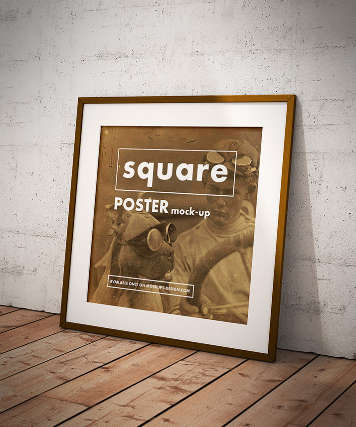Free Clean Wooden Square Frame or Poster Mockups (2 Views or Angles)