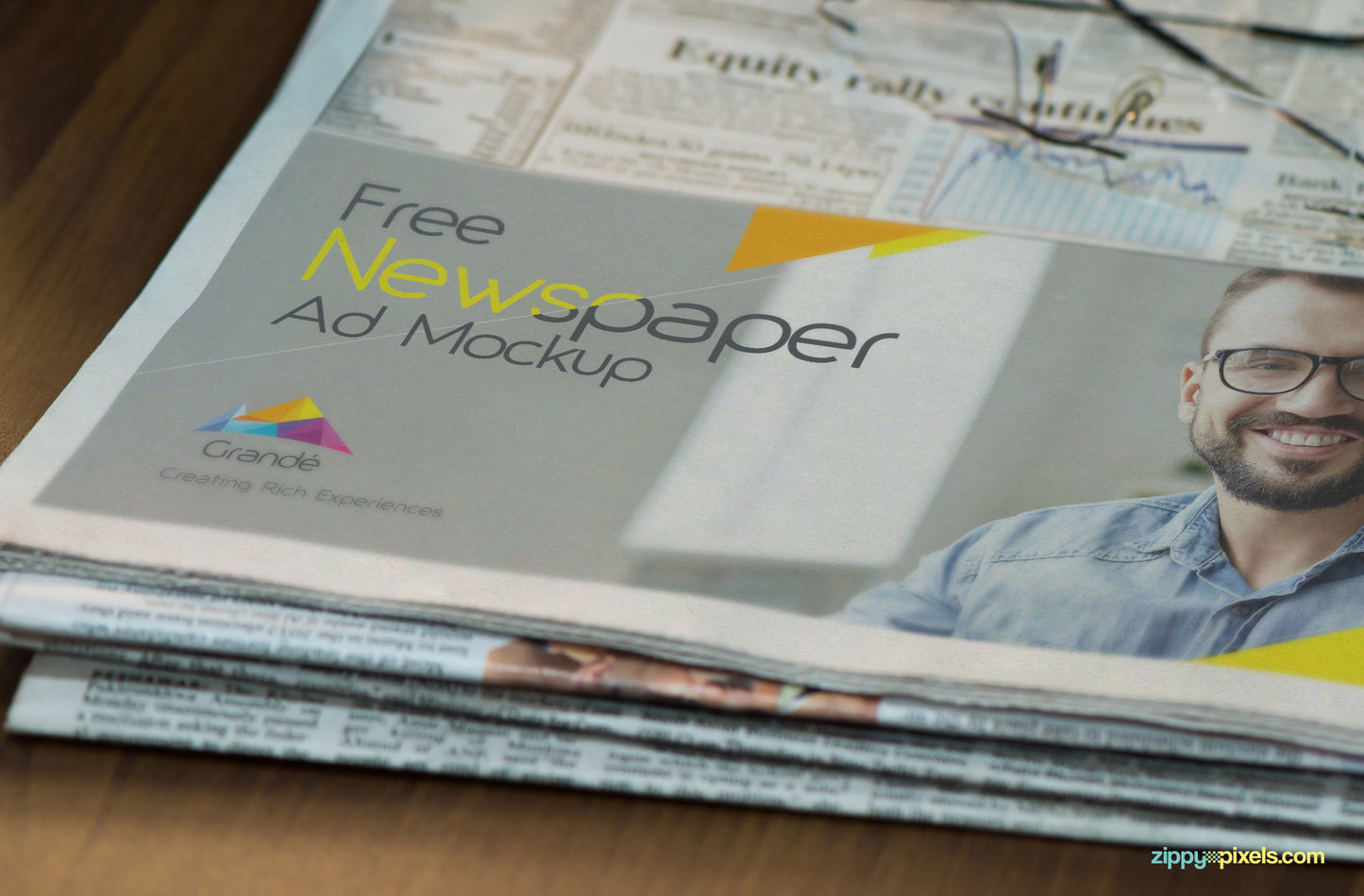 Free Half Folded Newspaper Mockup