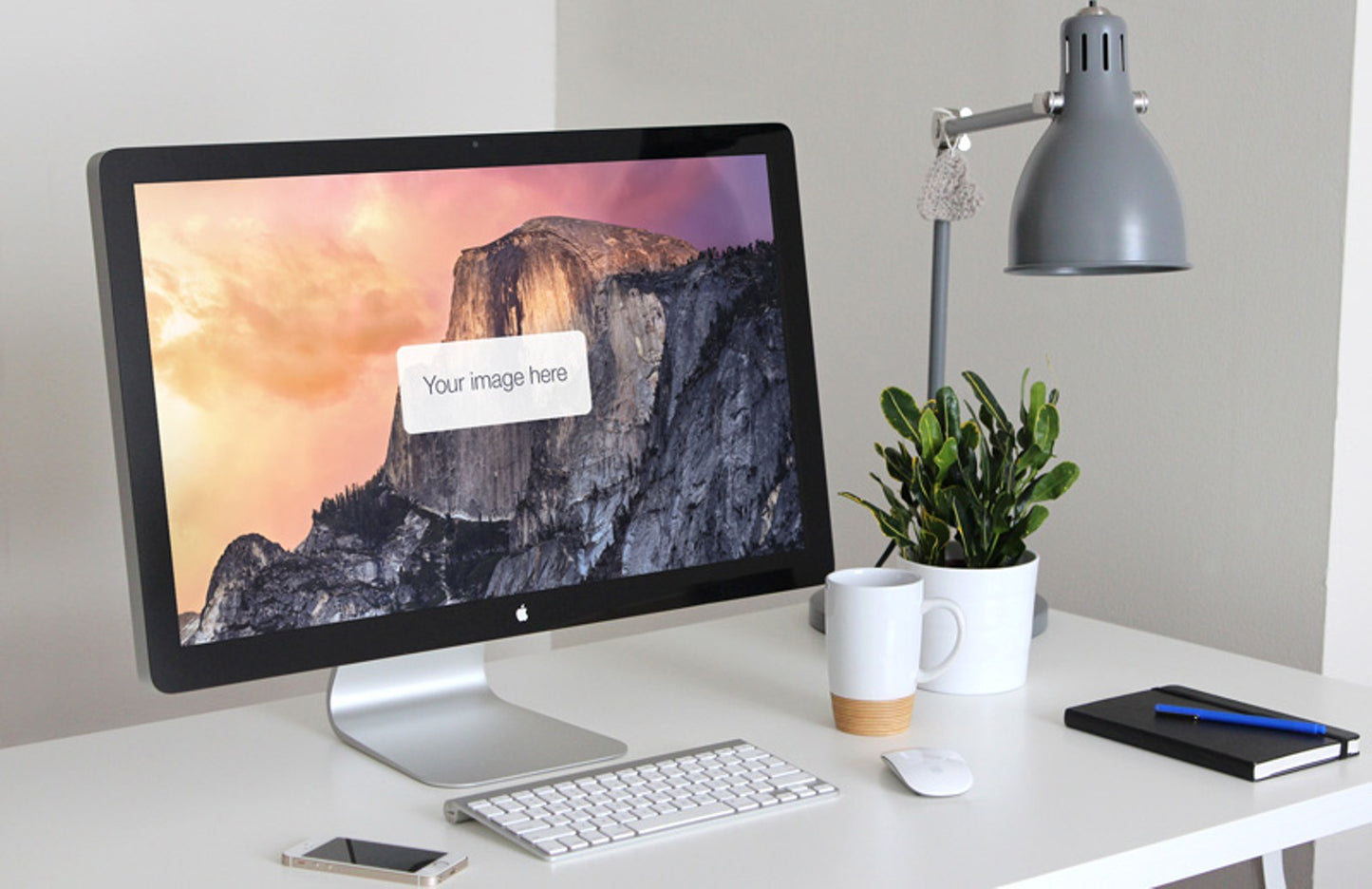 Free Thunderbolt Computer PC Display Presentation Mockup