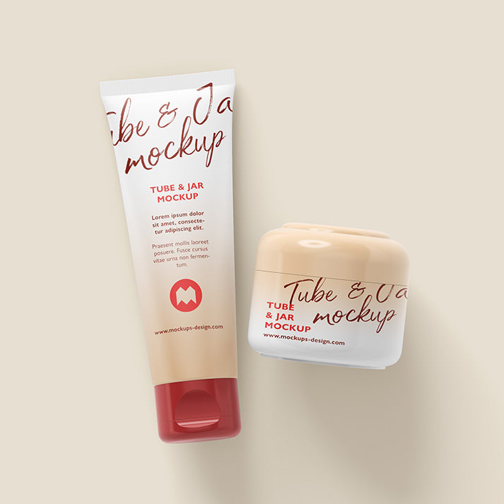 Free Clean Set of Cosmetic Tube and Jar Mockup