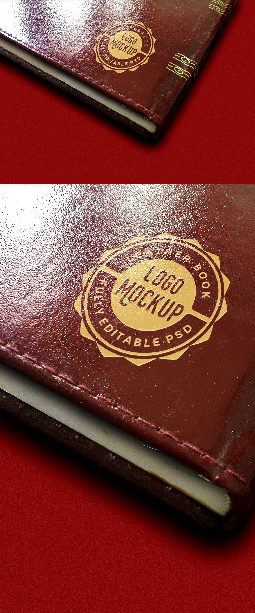 Free Vintage Leather Book Logo Mockup