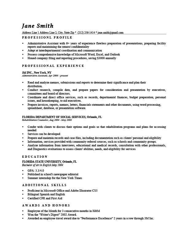Free Professional Washington Resume Templates in Microsoft Word Format