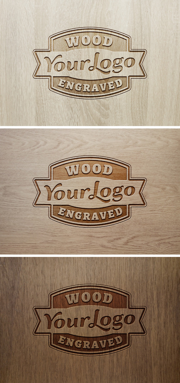 Free Authentic Wood Engraved Logo MockUp