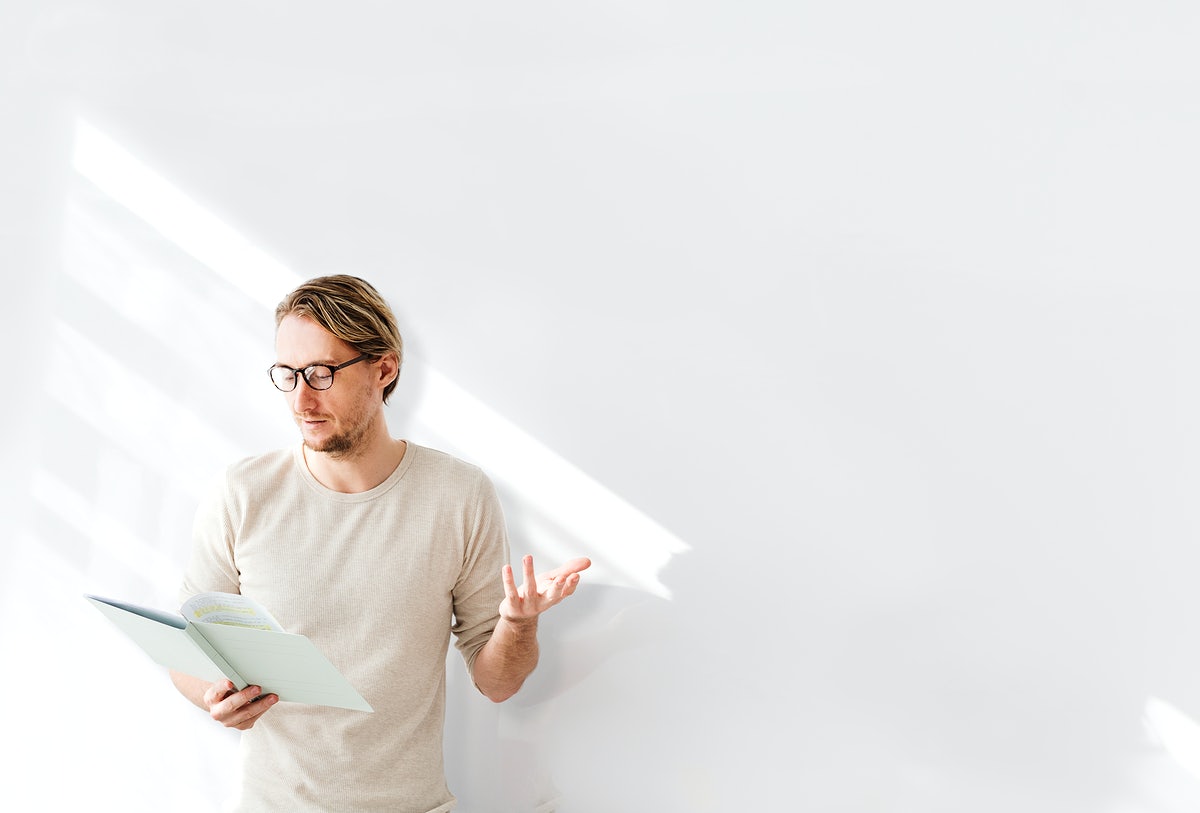 Free A Guy Reading While Presenting