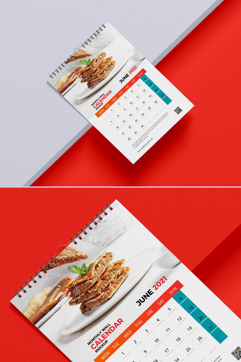 Free A3 Spiral Wall Calendar Mockup