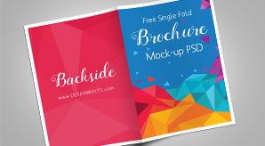 Free A4 Single Fold Brochure Mock-Up Psd