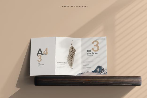 Free A4 Size Tri Fold Brochure Mockup Psd
