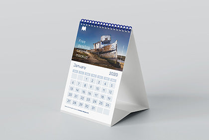 Free A5 Desk Calendar Mockup