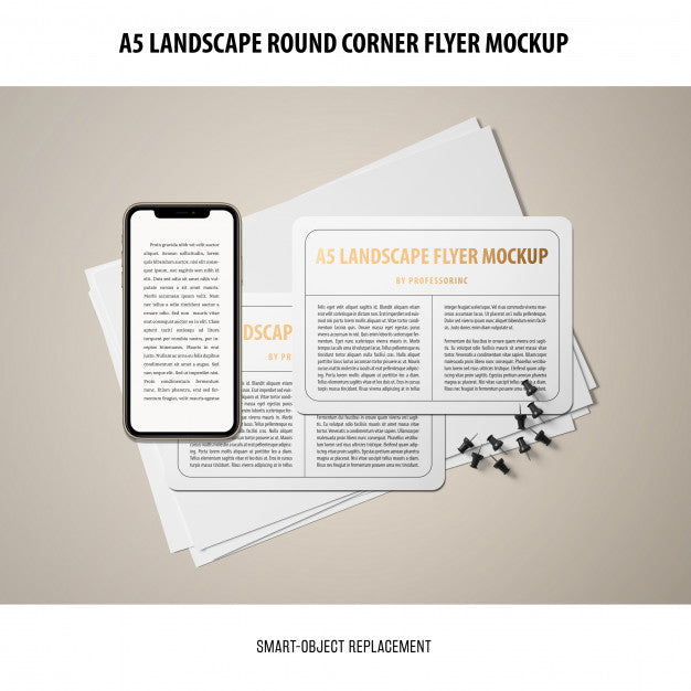 Free A5 Landscape Flyer Mockup Psd
