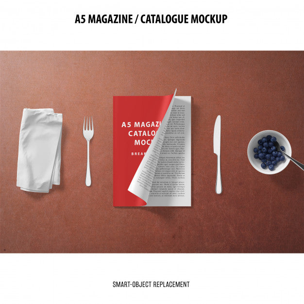 Free A5 Magazine Catalogue Mockup Psd
