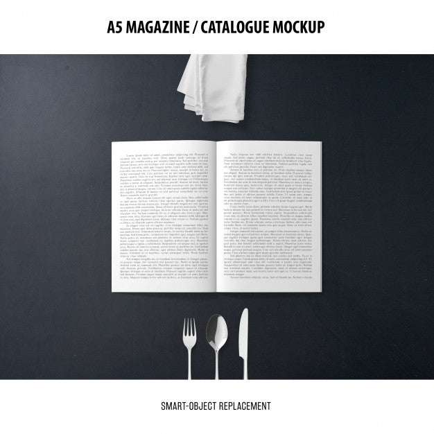 Free A5 Magazine Catalogue Mockup Psd