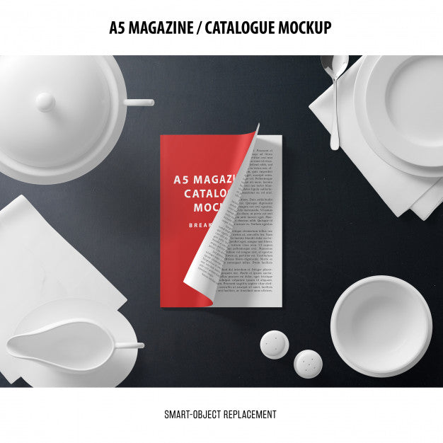 Free A5 Magazine Catalogue Mockup Psd