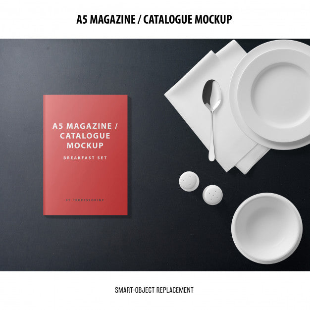 Free A5 Magazine Catalogue Mockup Psd