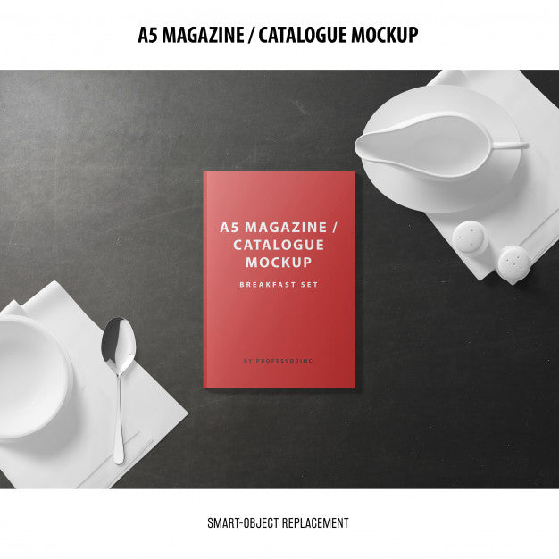 Free A5 Magazine Cover Catalogue Mockup Psd