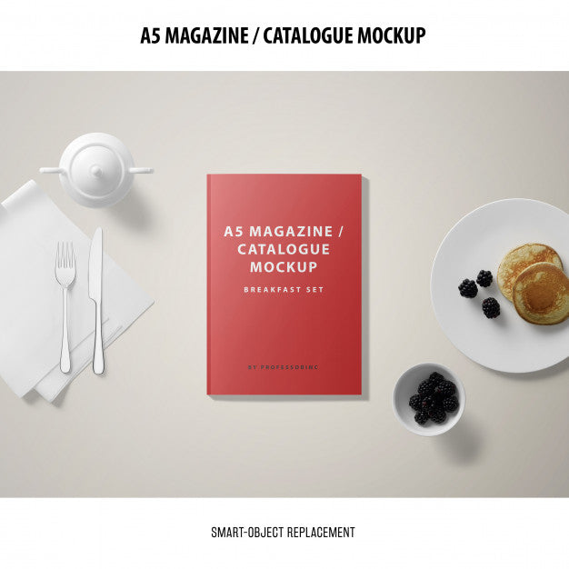 Free A5 Magazine Cover Catalogue Mockup Psd
