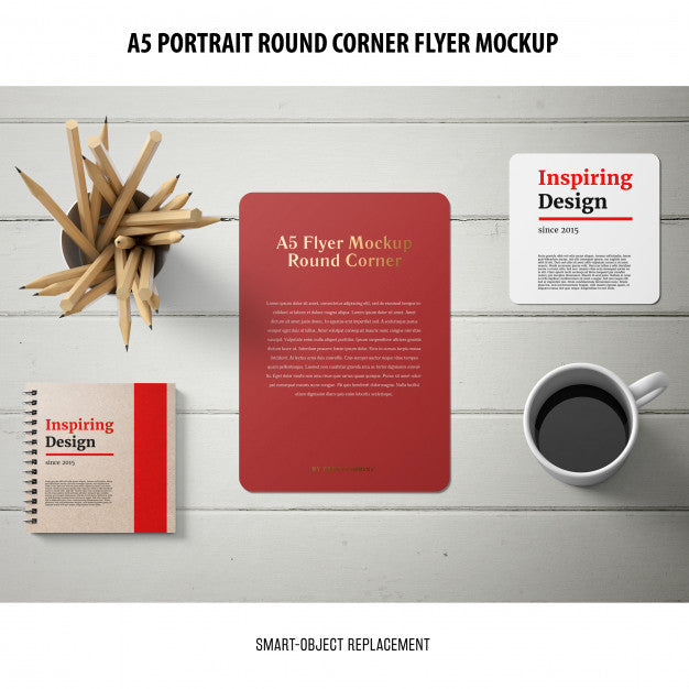 Free A5 Round Corner Flyer Mockup Psd
