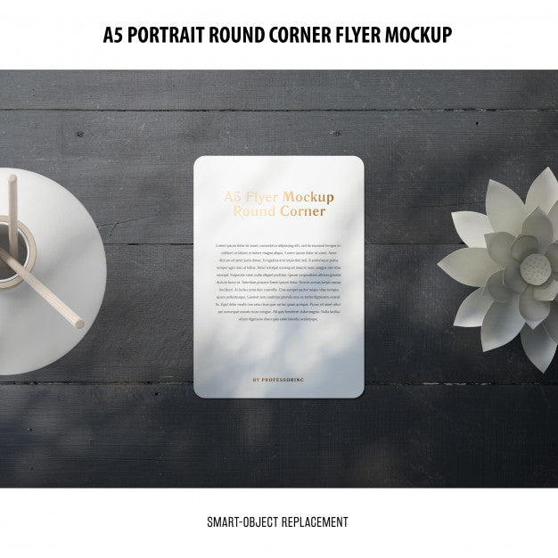 Free A5 Round Corner Flyer Mockup Psd