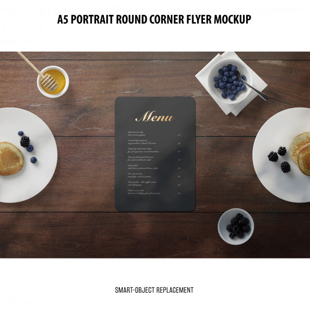 Free A5 Round Corner Flyer Mockup Psd