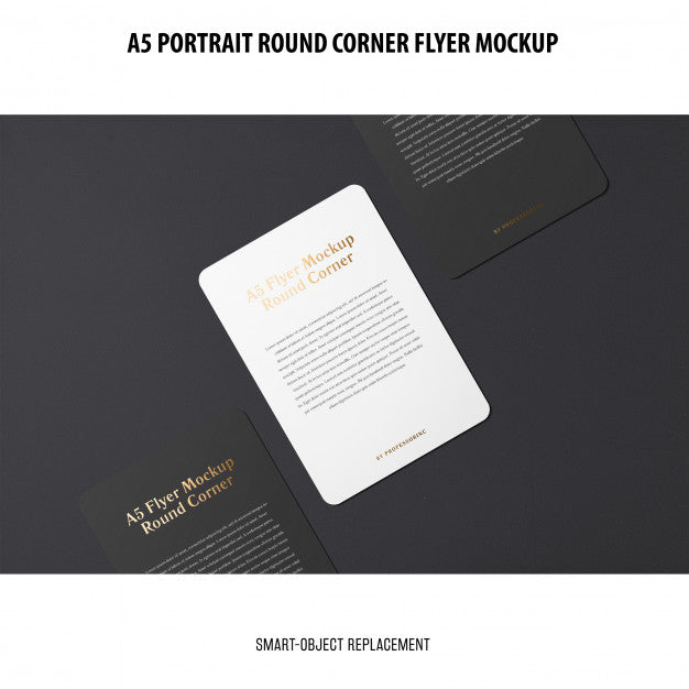 Free A5 Round Corner Flyer Mockup Psd