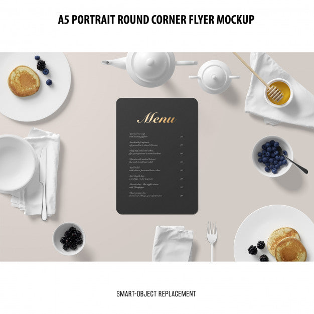 Free A5 Round Corner Flyer Mockup Psd