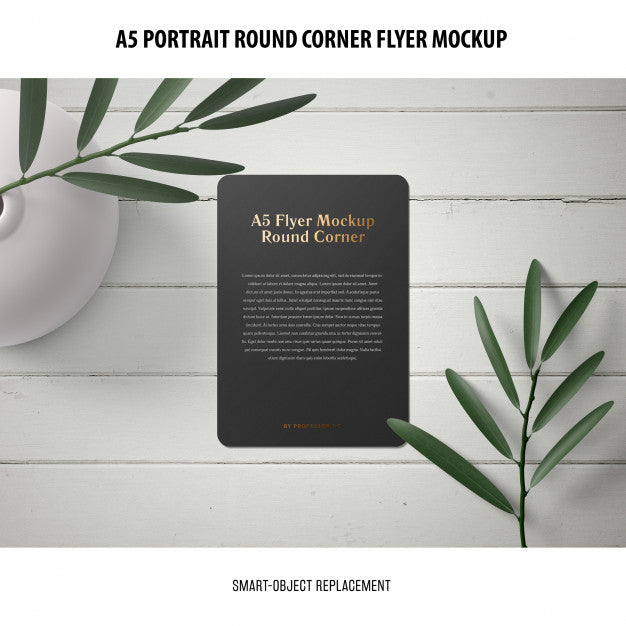 Free A5 Round Corner Flyer Mockup Psd