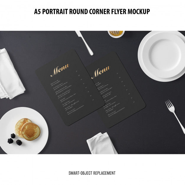 Free A5 Round Corner Flyer Mockup Psd