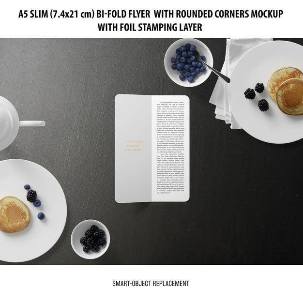 Free A5 Slim Bi-Fold Flyer Mockup Psd